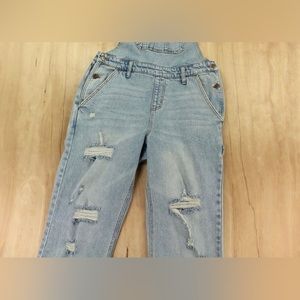 Love Fire Distressed Denim Overalls Size M
